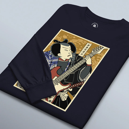 Samurai Electric Guitar Guitarist Music Ukiyo-e Unisex Long Sleeve Tee - Samurai Original