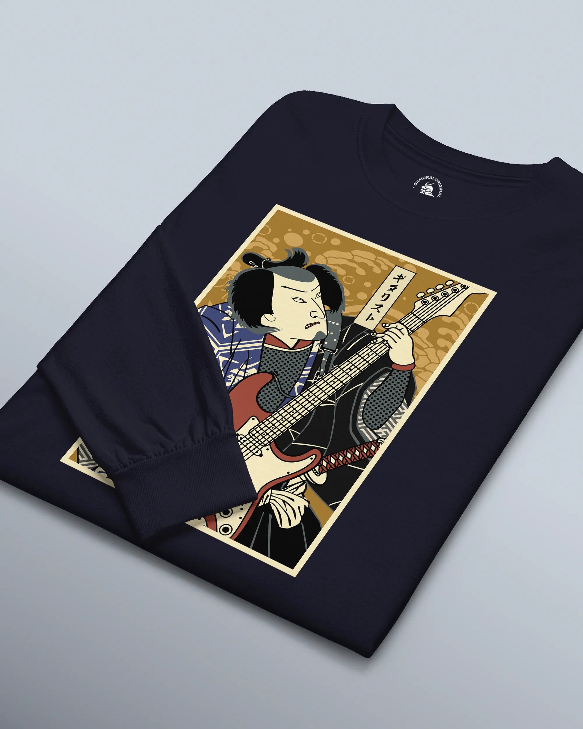 Samurai Electric Guitar Guitarist Music Ukiyo-e Unisex Long Sleeve Tee - Samurai Original