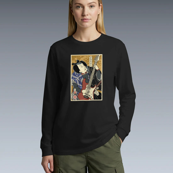 Samurai Electric Guitar Guitarist Music Ukiyo-e Unisex Long Sleeve Tee - Samurai Original