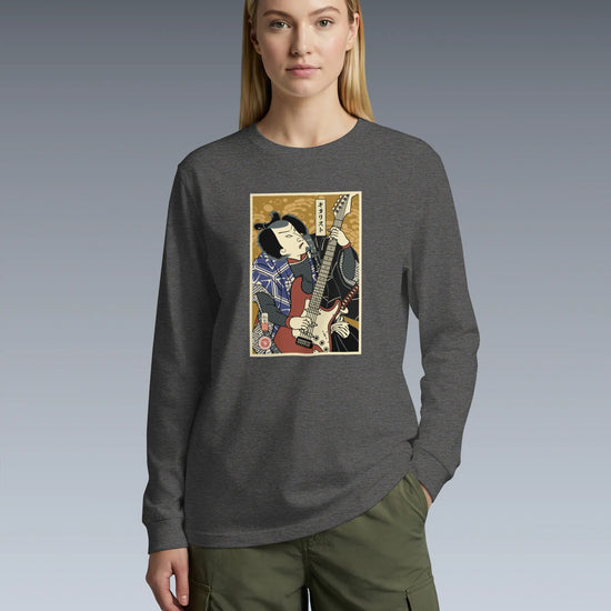 Samurai Electric Guitar Guitarist Music Ukiyo-e Unisex Long Sleeve Tee - Samurai Original