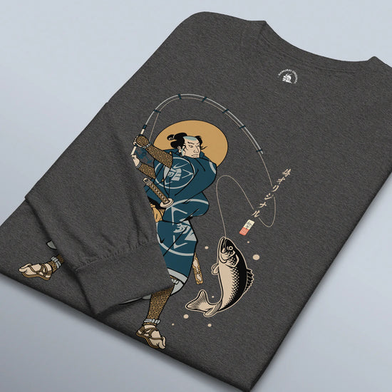 Samurai Fishing 4 Ukiyo-e Unisex Long Sleeve Tee - Samurai Original