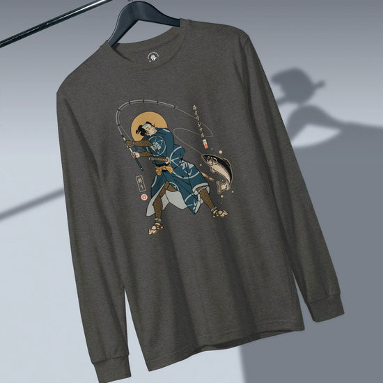 Samurai Fishing 4 Ukiyo-e Unisex Long Sleeve Tee - Samurai Original