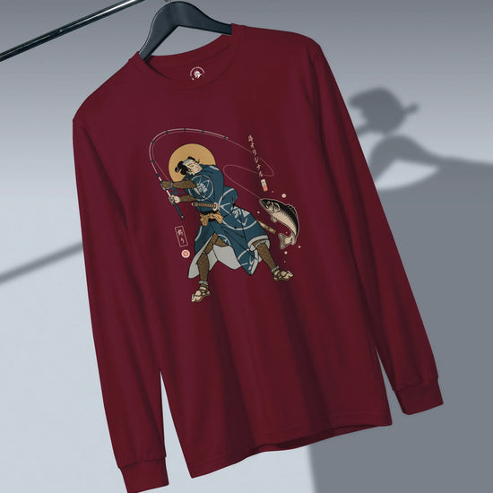 Samurai Fishing 4 Ukiyo-e Unisex Long Sleeve Tee - Samurai Original