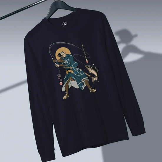 Samurai Fishing 4 Ukiyo-e Unisex Long Sleeve Tee - Samurai Original