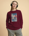 Samurai Fishing Ukiyo-e Unisex Long Sleeve Tee