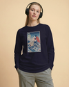 Samurai Fishing Ukiyo-e Unisex Long Sleeve Tee