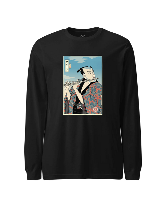 Samurai Flute Player Music Ukiyo-e Unisex Long Sleeve Tee