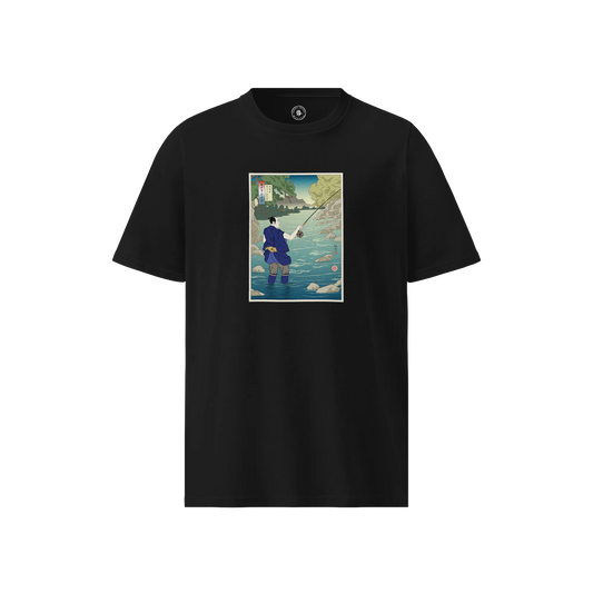 Samurai Fly Fishing Ukiyo-e Unisex organic t-shirt