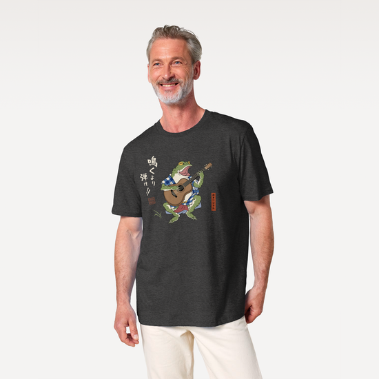 Samurai Frog Acoustic Guitar Organic T-Shirt - Samurai Original