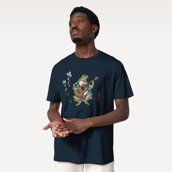 Samurai Frog Acoustic Guitar Organic T-Shirt - Samurai Original