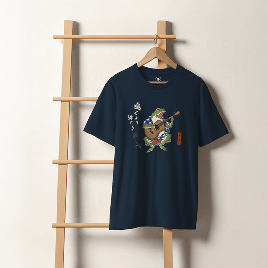 Samurai Frog Acoustic Guitar Organic T-Shirt - Samurai Original
