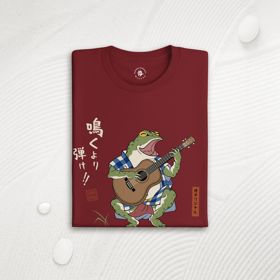 Samurai Frog Acoustic Guitar Organic T-Shirt - Samurai Original