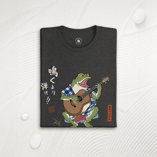 Samurai Frog Acoustic Guitar Organic T-Shirt - Samurai Original