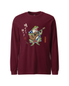 Samurai Frog Acoustic Guitar Unisex Long Sleeve Tee Maroon - Samurai Original