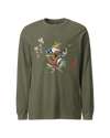 Samurai Frog Acoustic Guitar Unisex Long Sleeve Tee Military Green - Samurai Original