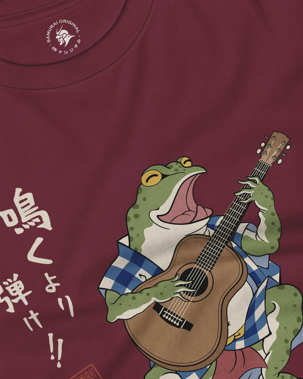 Samurai Frog Acoustic Guitar Unisex Long Sleeve Tee - Samurai Original