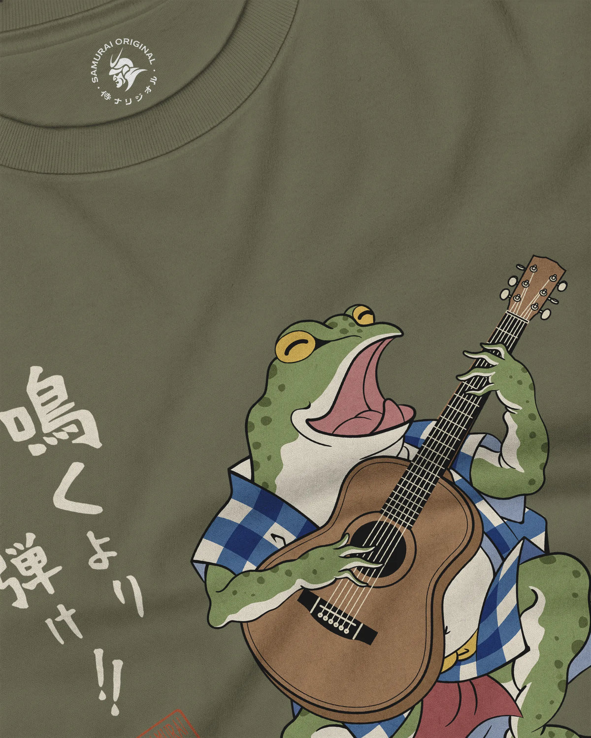 Samurai Frog Acoustic Guitar Unisex Long Sleeve Tee - Samurai Original
