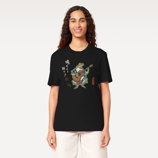 Samurai Frog Acoustic Guitar Organic T-Shirt - Samurai Original