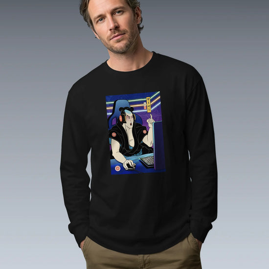 Samurai Gamer 2 Streamer Ukiyo-e Unisex Long Sleeve Tee - Samurai Original