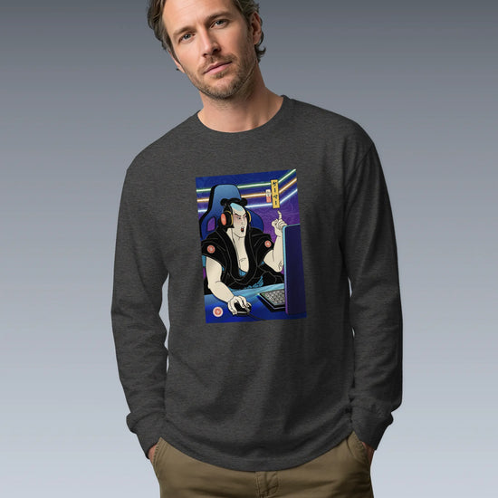 Samurai Gamer 2 Streamer Ukiyo-e Unisex Long Sleeve Tee - Samurai Original