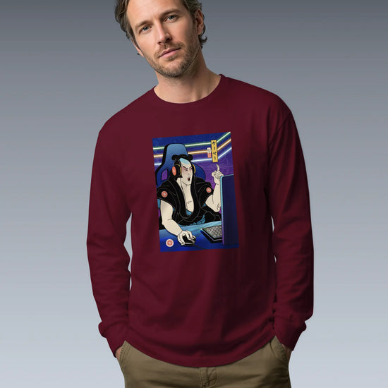 Samurai Gamer 2 Streamer Ukiyo-e Unisex Long Sleeve Tee - Samurai Original