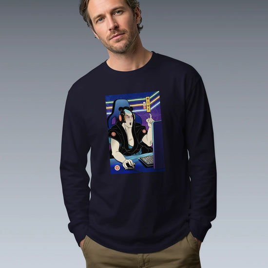 Samurai Gamer 2 Streamer Ukiyo-e Unisex Long Sleeve Tee - Samurai Original