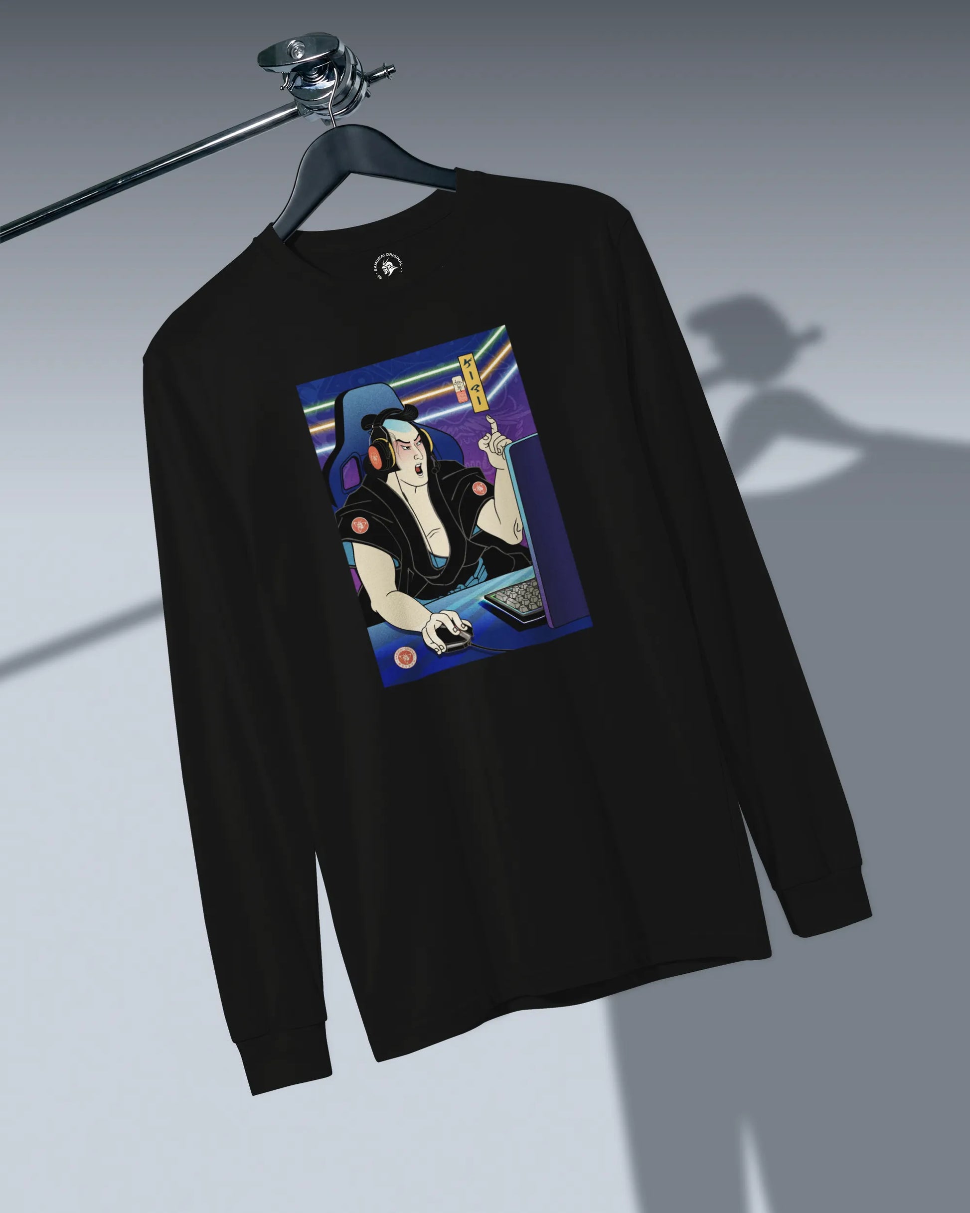 Samurai Gamer 2 Streamer Ukiyo-e Unisex Long Sleeve Tee - Samurai Original