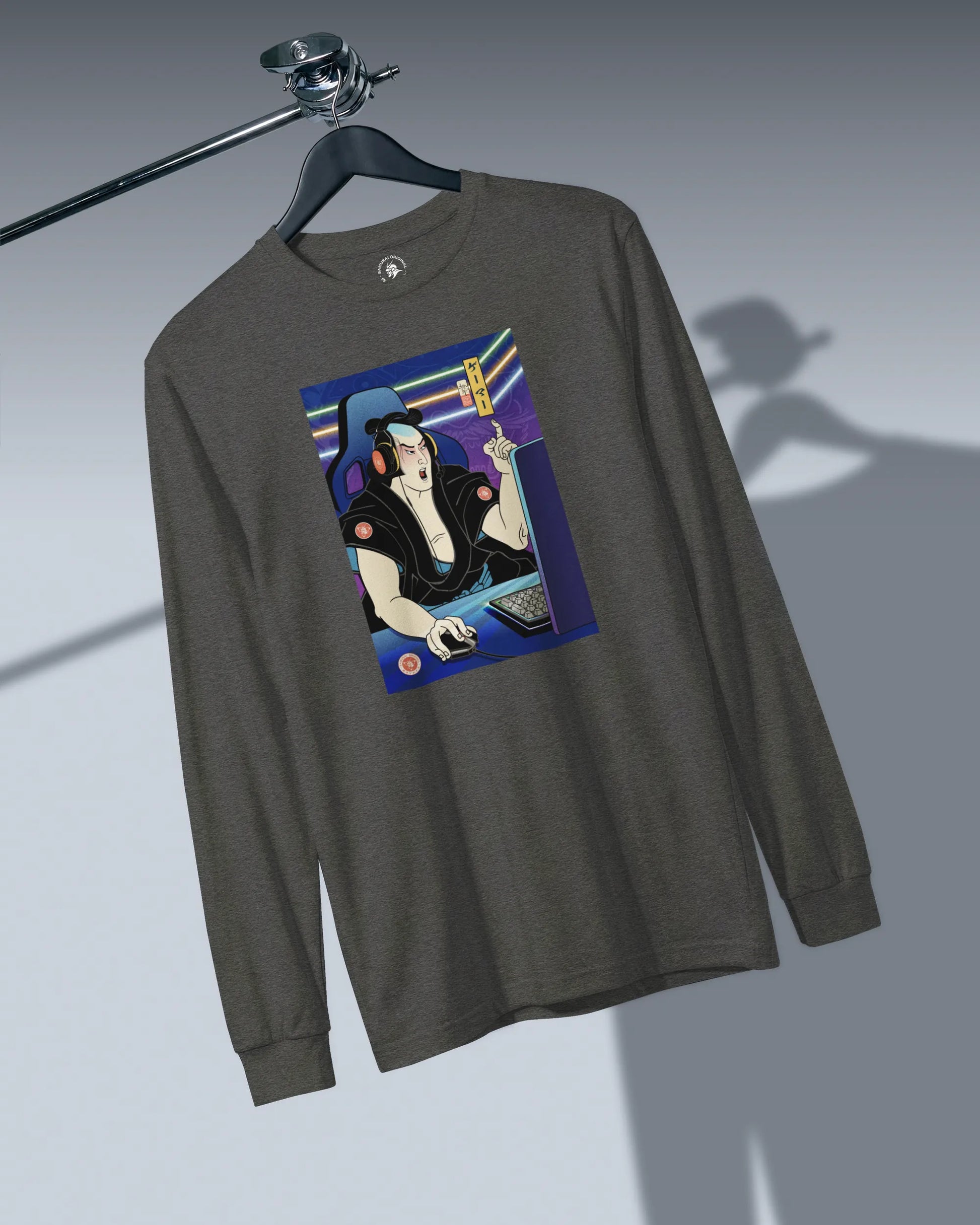 Samurai Gamer 2 Streamer Ukiyo-e Unisex Long Sleeve Tee - Samurai Original