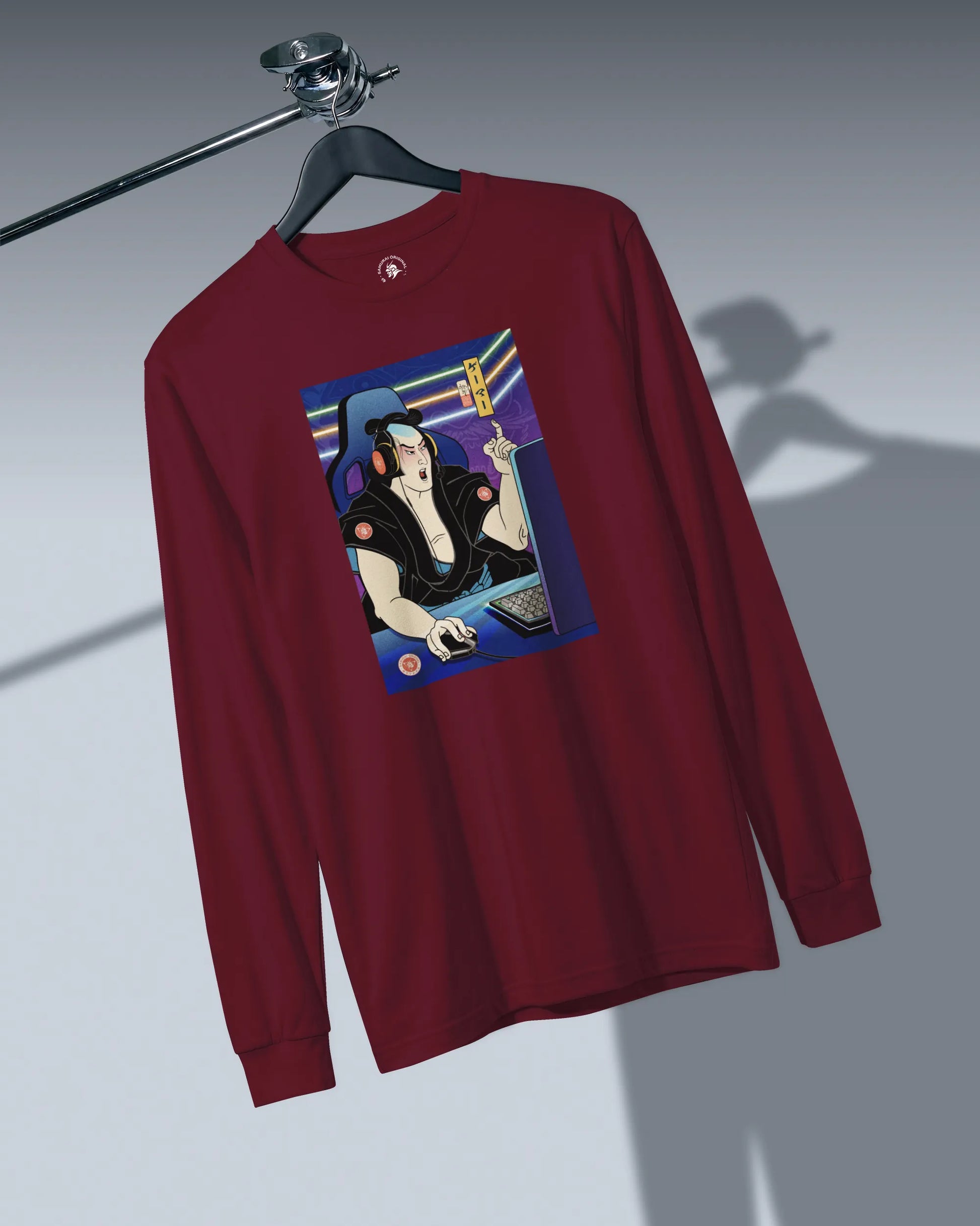 Samurai Gamer 2 Streamer Ukiyo-e Unisex Long Sleeve Tee - Samurai Original