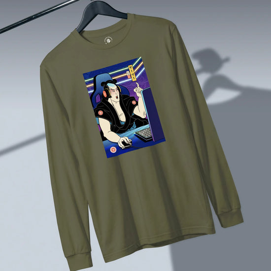 Samurai Gamer 2 Streamer Ukiyo-e Unisex Long Sleeve Tee - Samurai Original