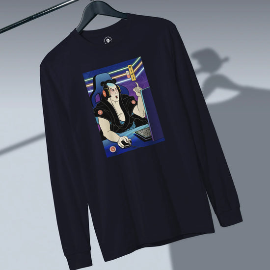 Samurai Gamer 2 Streamer Ukiyo-e Unisex Long Sleeve Tee - Samurai Original