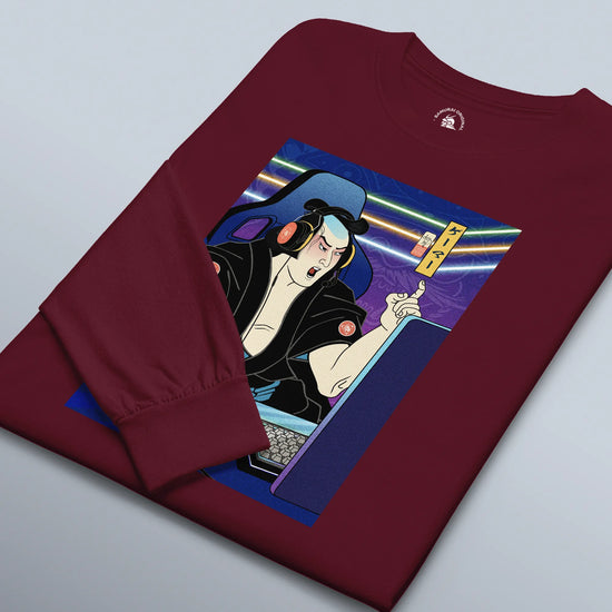 Samurai Gamer 2 Streamer Ukiyo-e Unisex Long Sleeve Tee - Samurai Original