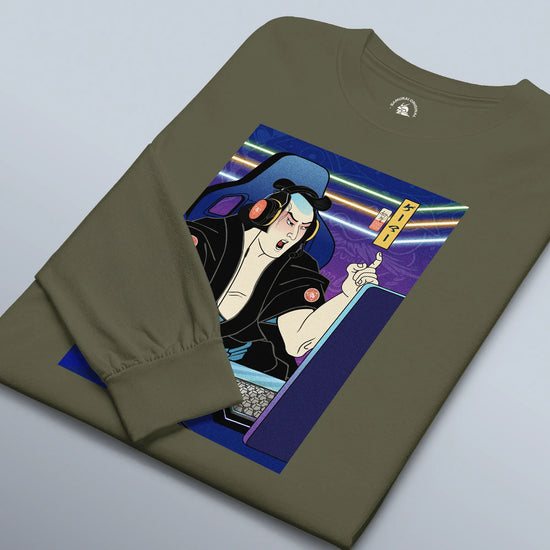 Samurai Gamer 2 Streamer Ukiyo-e Unisex Long Sleeve Tee - Samurai Original