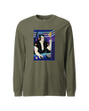 Samurai Gamer 2 Streamer Ukiyo-e Unisex Long Sleeve Tee Military Green - Samurai Original