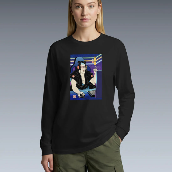Samurai Gamer 2 Streamer Ukiyo-e Unisex Long Sleeve Tee - Samurai Original