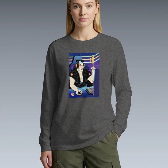Samurai Gamer 2 Streamer Ukiyo-e Unisex Long Sleeve Tee - Samurai Original
