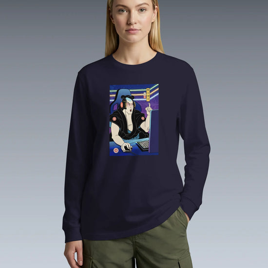 Samurai Gamer 2 Streamer Ukiyo-e Unisex Long Sleeve Tee - Samurai Original