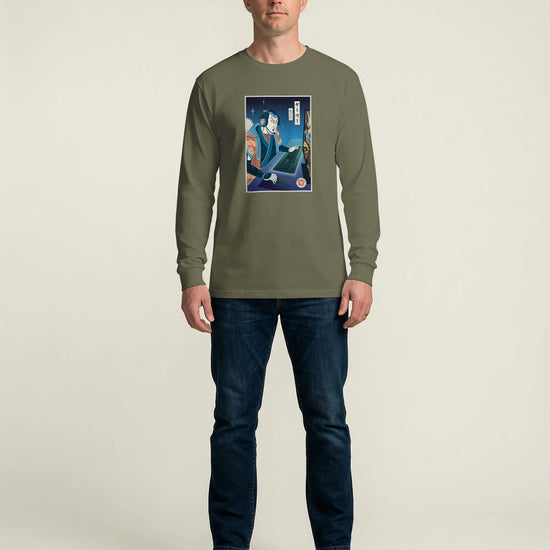 Samurai Gamer Streamer Ukiyo-e Unisex Long Sleeve Tee - Samurai Original
