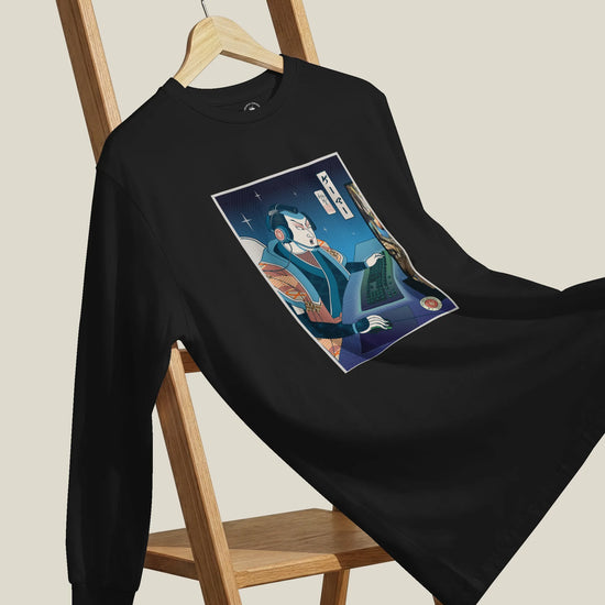 Samurai Gamer Streamer Ukiyo-e Unisex Long Sleeve Tee - Samurai Original