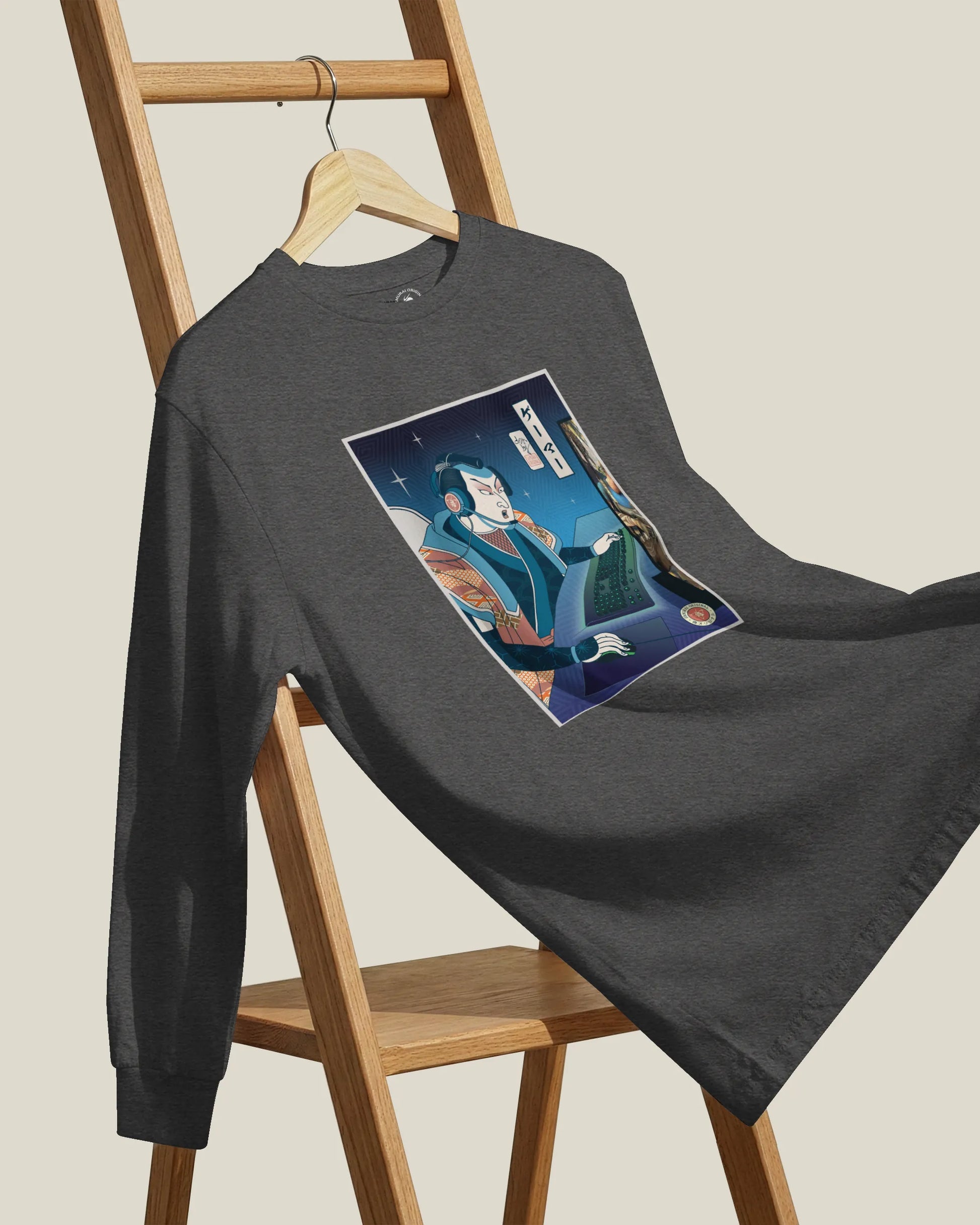 Samurai Gamer Streamer Ukiyo-e Unisex Long Sleeve Tee - Samurai Original