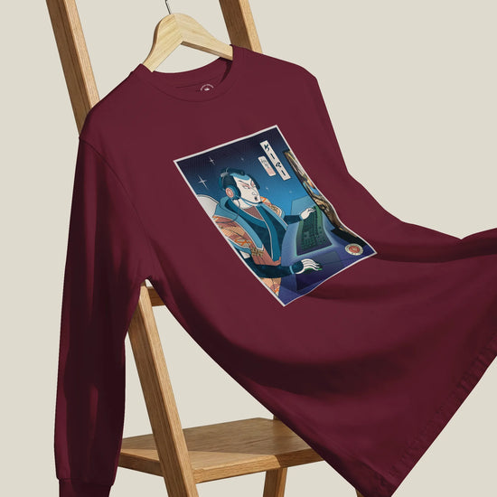 Samurai Gamer Streamer Ukiyo-e Unisex Long Sleeve Tee - Samurai Original