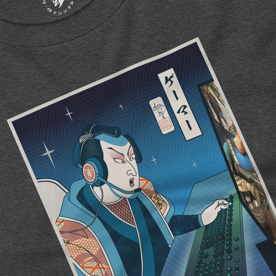 Samurai Gamer Streamer Ukiyo-e Unisex Long Sleeve Tee - Samurai Original