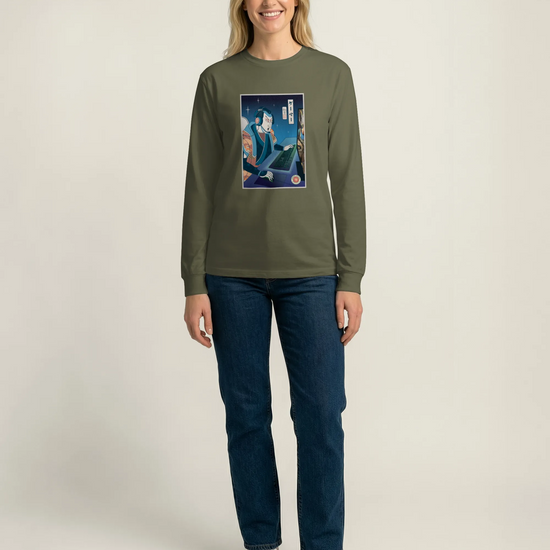 Samurai Gamer Streamer Ukiyo-e Unisex Long Sleeve Tee - Samurai Original