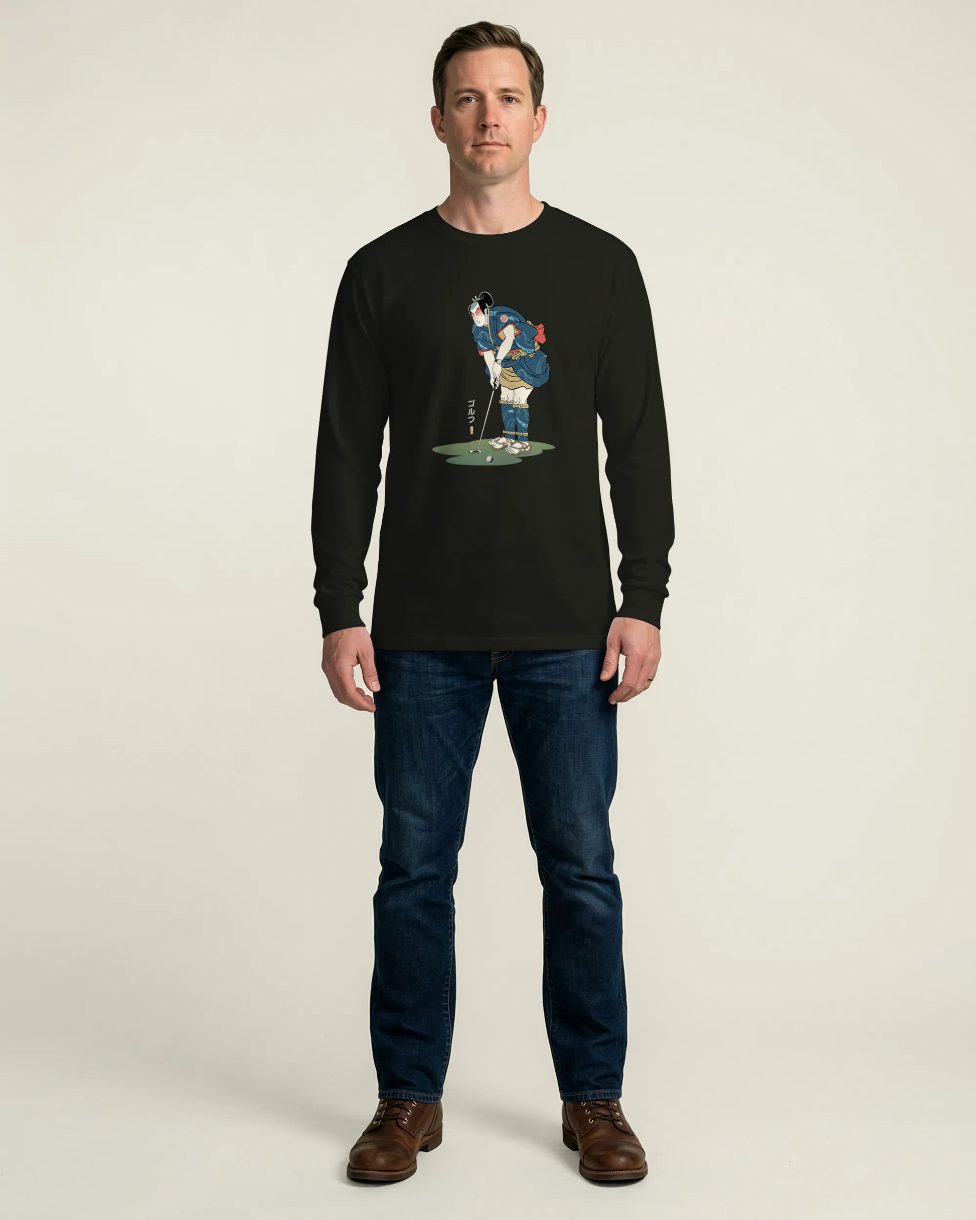 Samurai Golf Player Ukiyo-e 2 Unisex Long Sleeve Tee - Samurai Original