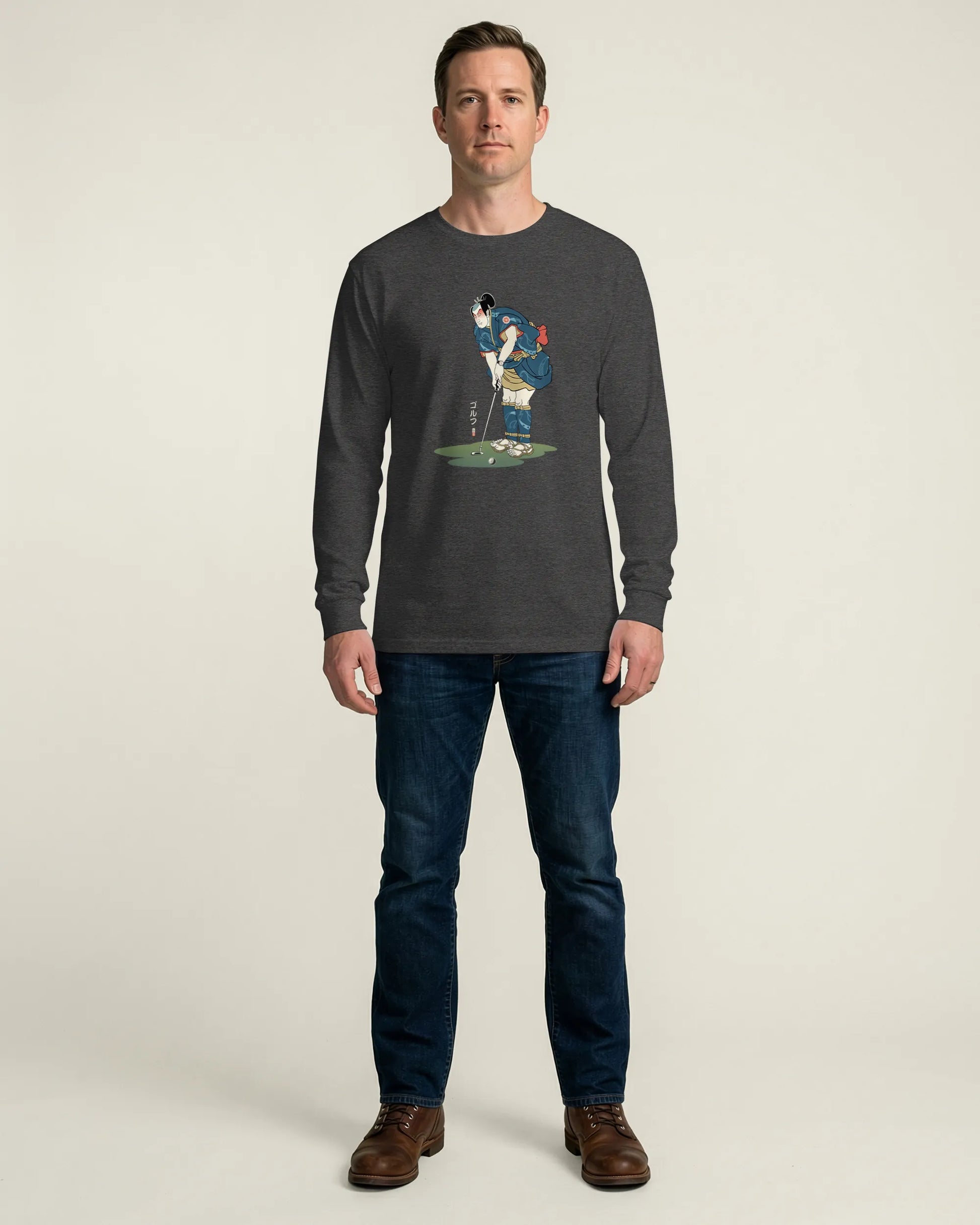 Samurai Golf Player Ukiyo-e 2 Unisex Long Sleeve Tee - Samurai Original