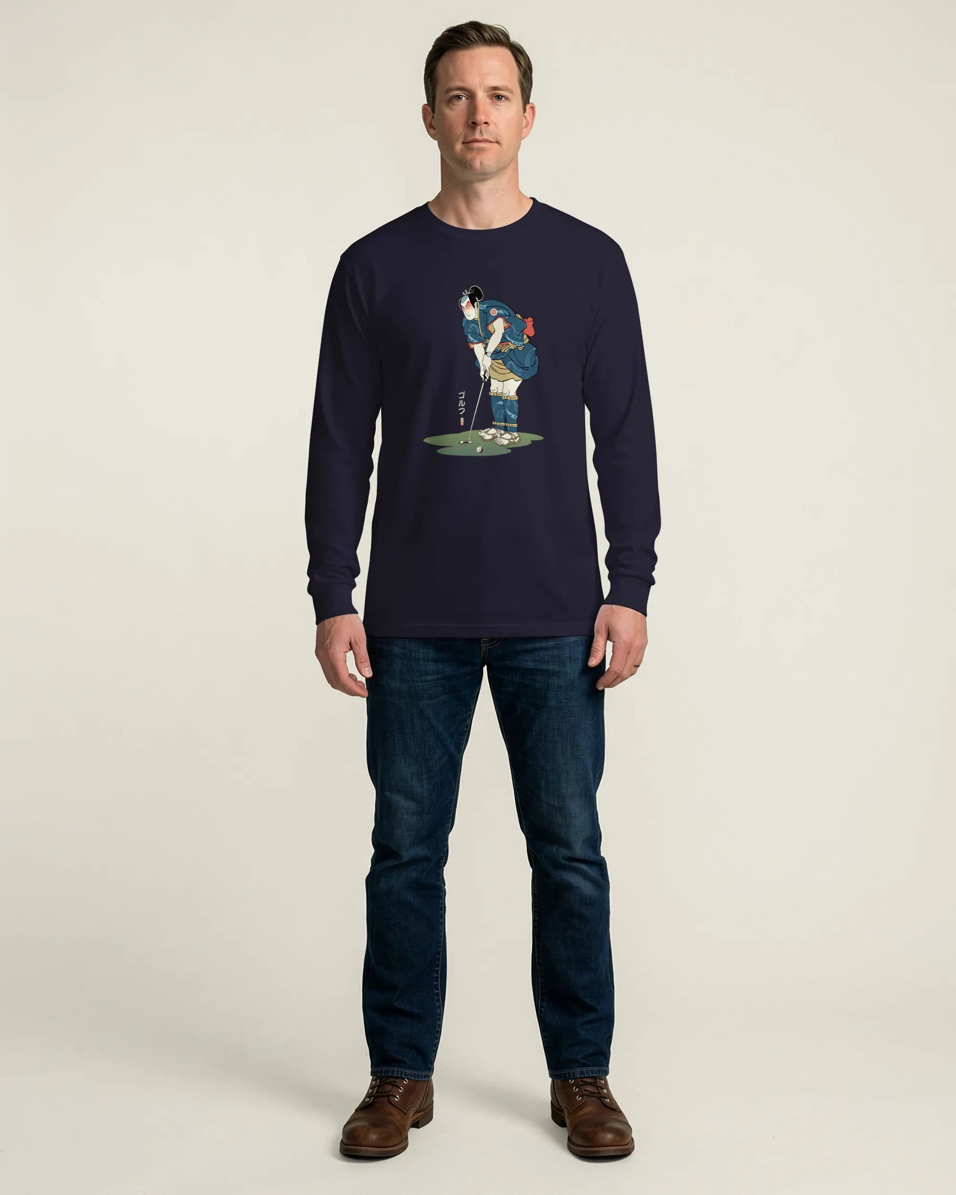 Samurai Golf Player Ukiyo-e 2 Unisex Long Sleeve Tee - Samurai Original