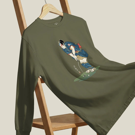 Samurai Golf Player Ukiyo-e 2 Unisex Long Sleeve Tee - Samurai Original
