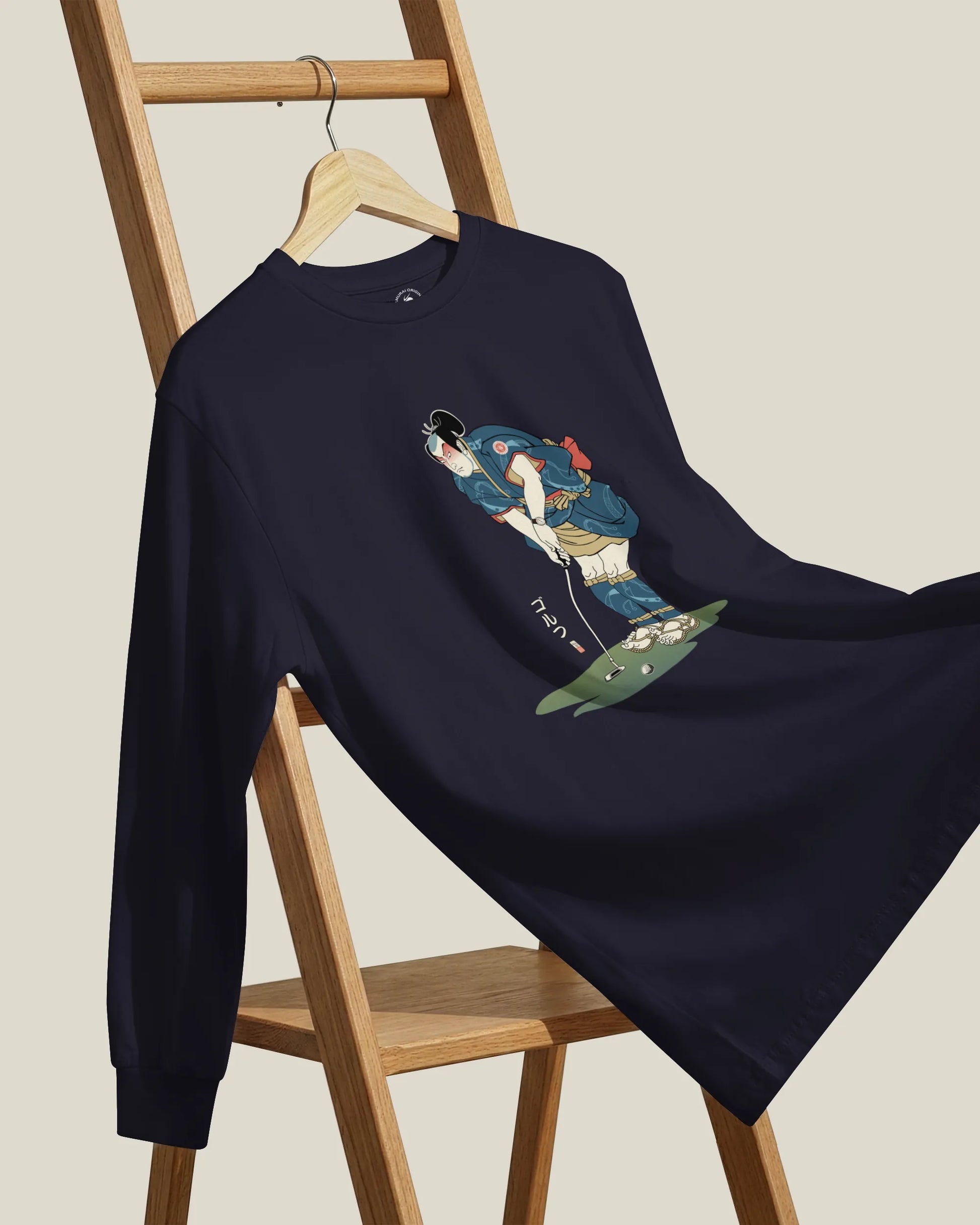 Samurai Golf Player Ukiyo-e 2 Unisex Long Sleeve Tee - Samurai Original
