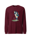 Samurai Golf Player Ukiyo-e 2 Unisex Long Sleeve Tee Maroon - Samurai Original