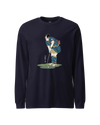 Samurai Golf Player Ukiyo-e 2 Unisex Long Sleeve Tee Navy - Samurai Original